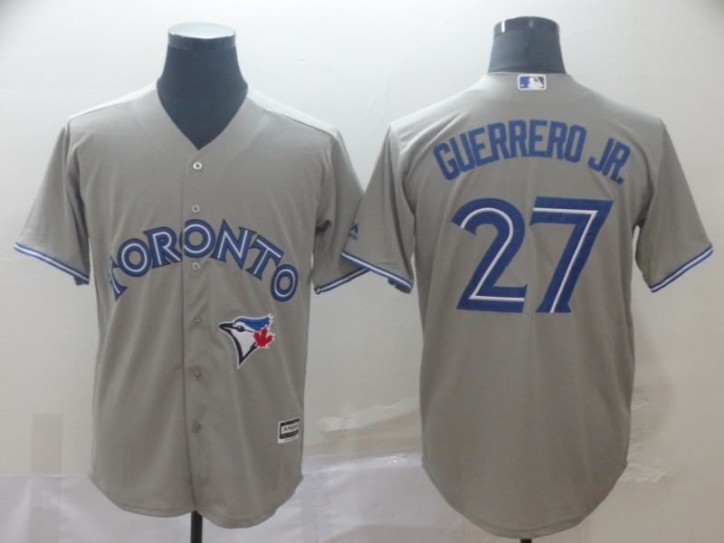 Men's Toronto Blue Jays #27 Vladimir Guerrero Jr. Grey Cool Base Stitched MLB Jersey
